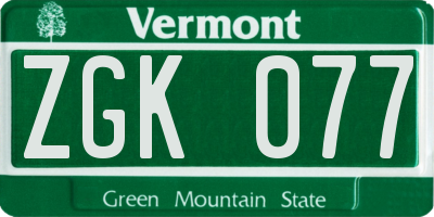 VT license plate ZGK077