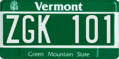 VT license plate ZGK101