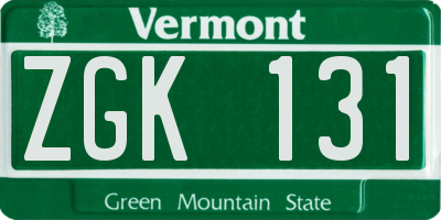 VT license plate ZGK131