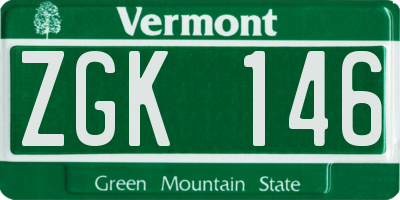 VT license plate ZGK146