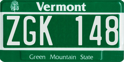 VT license plate ZGK148