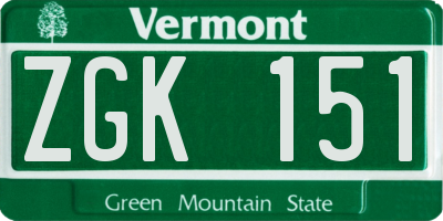 VT license plate ZGK151