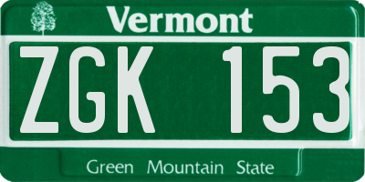 VT license plate ZGK153