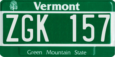VT license plate ZGK157