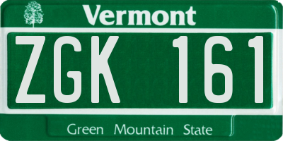 VT license plate ZGK161
