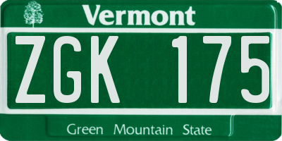 VT license plate ZGK175