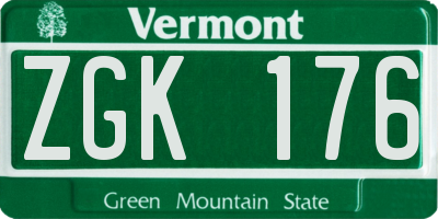 VT license plate ZGK176