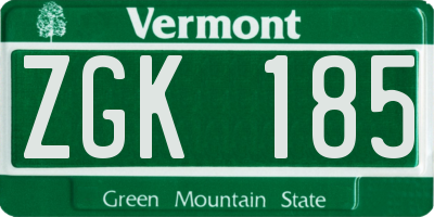 VT license plate ZGK185
