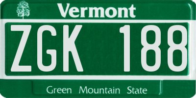 VT license plate ZGK188