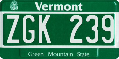 VT license plate ZGK239
