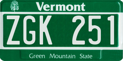 VT license plate ZGK251