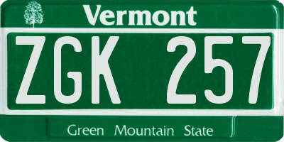 VT license plate ZGK257
