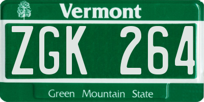 VT license plate ZGK264