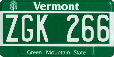 VT license plate ZGK266