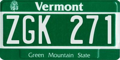 VT license plate ZGK271