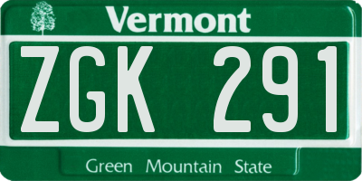 VT license plate ZGK291