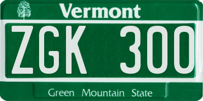 VT license plate ZGK300