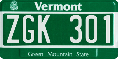 VT license plate ZGK301