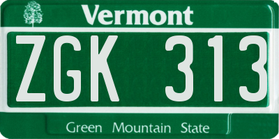 VT license plate ZGK313