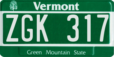 VT license plate ZGK317