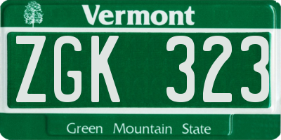 VT license plate ZGK323