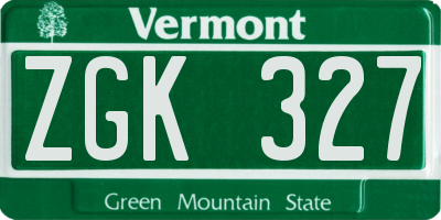VT license plate ZGK327