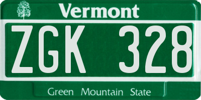 VT license plate ZGK328