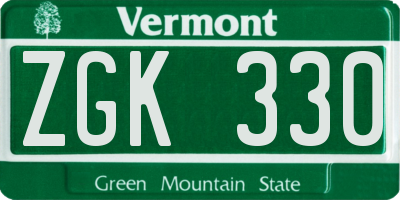 VT license plate ZGK330
