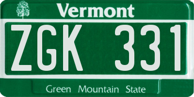 VT license plate ZGK331
