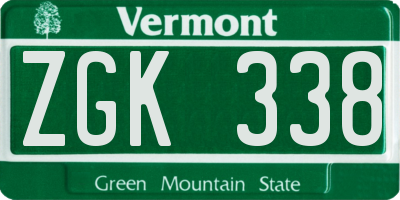 VT license plate ZGK338
