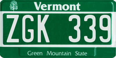 VT license plate ZGK339