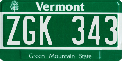VT license plate ZGK343