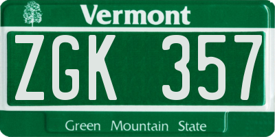 VT license plate ZGK357