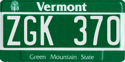 VT license plate ZGK370