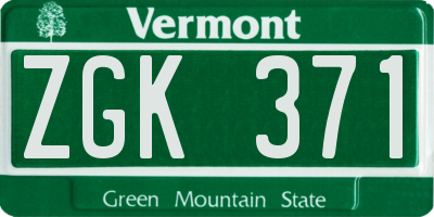 VT license plate ZGK371