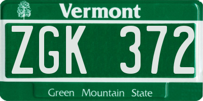 VT license plate ZGK372