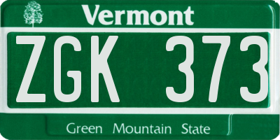 VT license plate ZGK373