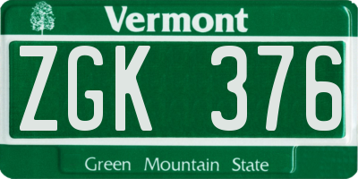 VT license plate ZGK376
