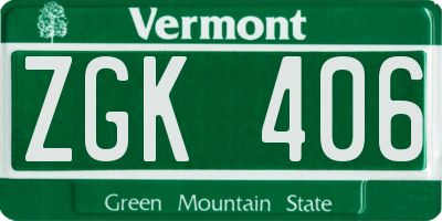 VT license plate ZGK406