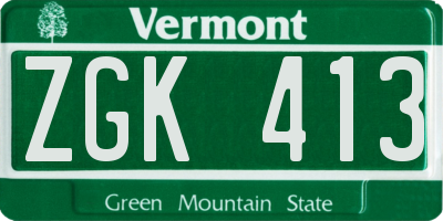 VT license plate ZGK413