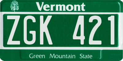 VT license plate ZGK421