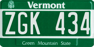 VT license plate ZGK434