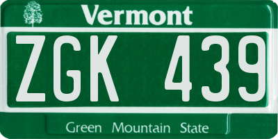 VT license plate ZGK439