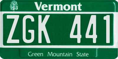 VT license plate ZGK441