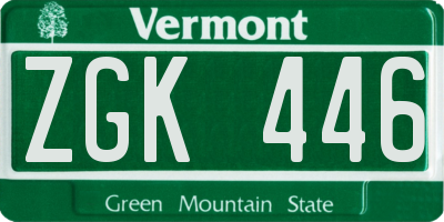 VT license plate ZGK446