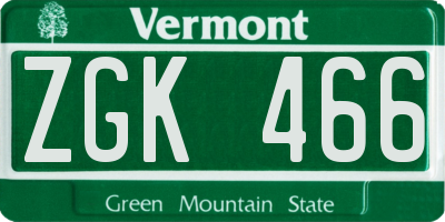 VT license plate ZGK466