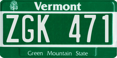VT license plate ZGK471