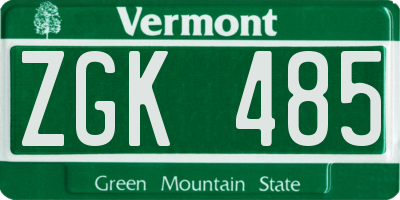 VT license plate ZGK485