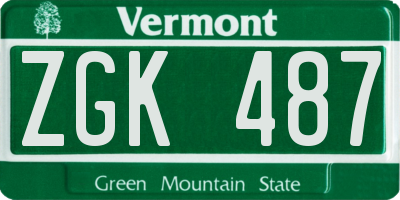 VT license plate ZGK487