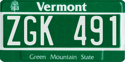 VT license plate ZGK491
